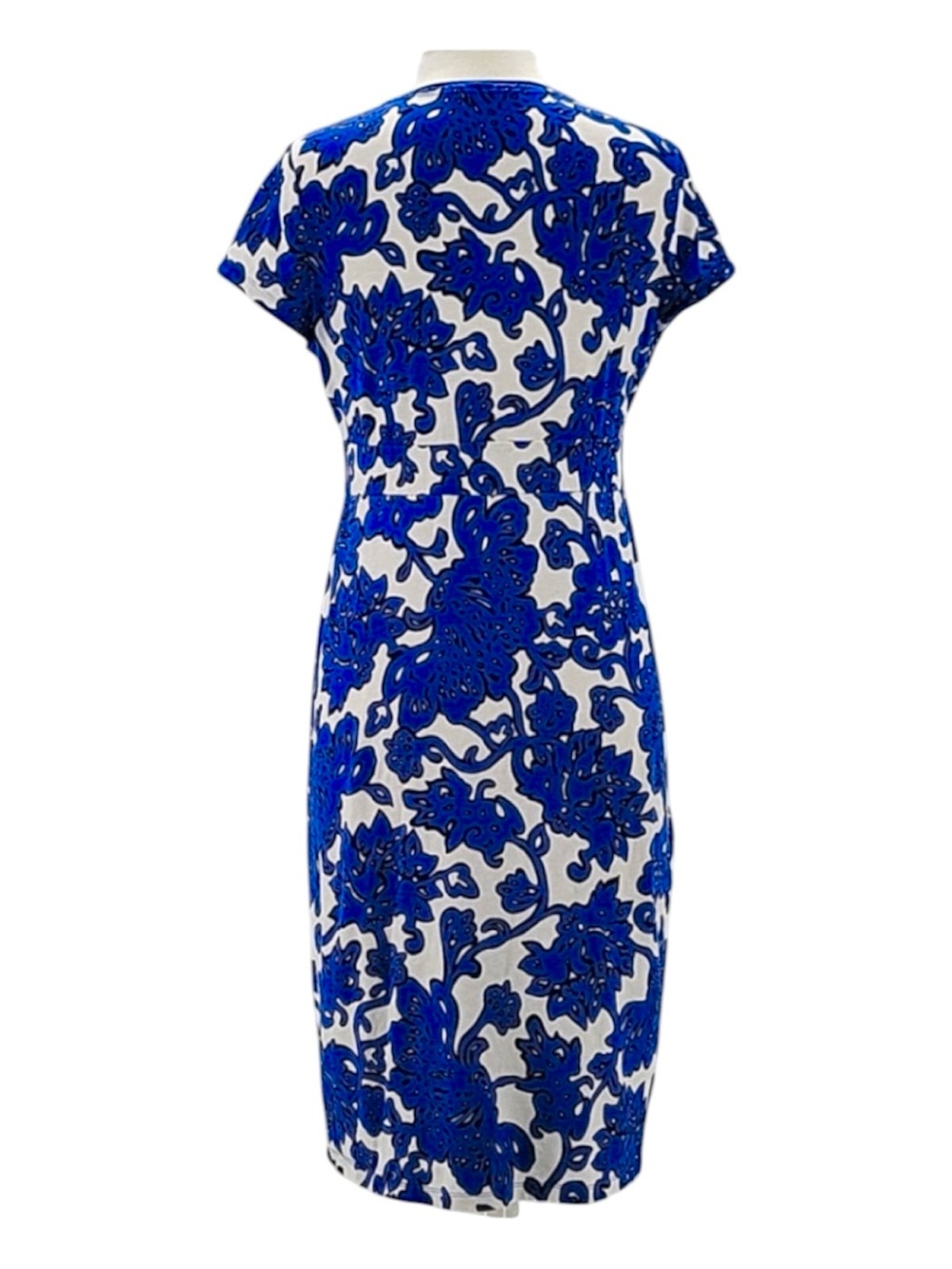 BODEN | Women’s Blue Sapphire Island Vine Jersey Dress V-neck Faux Wrap Size 6R - Picture 4 of 9